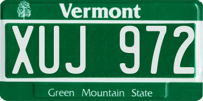 VT license plate XUJ972