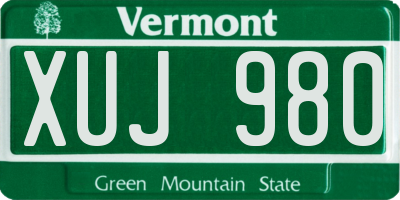 VT license plate XUJ980