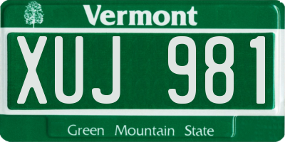 VT license plate XUJ981