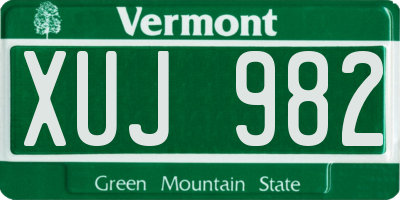 VT license plate XUJ982