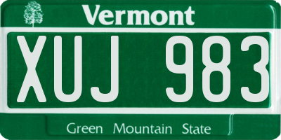 VT license plate XUJ983