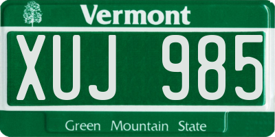 VT license plate XUJ985