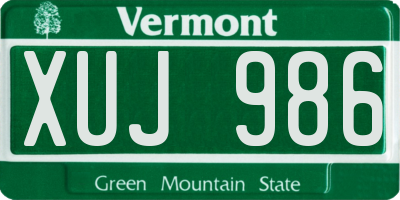 VT license plate XUJ986