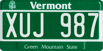 VT license plate XUJ987