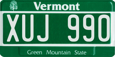 VT license plate XUJ990