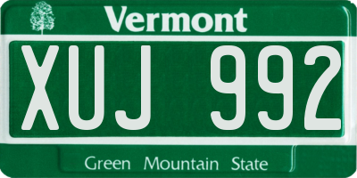 VT license plate XUJ992