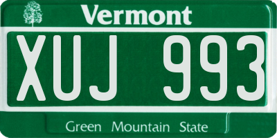 VT license plate XUJ993