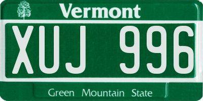 VT license plate XUJ996