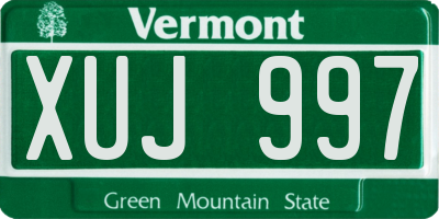 VT license plate XUJ997