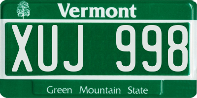 VT license plate XUJ998