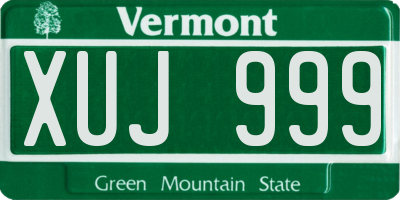 VT license plate XUJ999