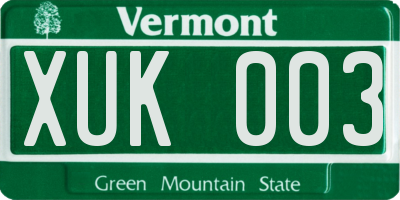 VT license plate XUK003