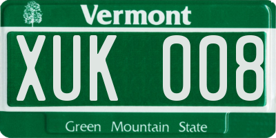 VT license plate XUK008