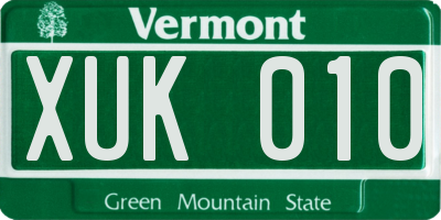 VT license plate XUK010