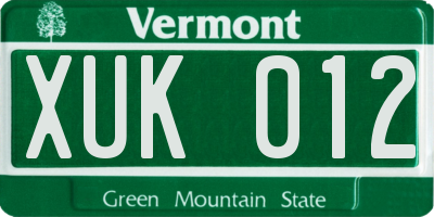 VT license plate XUK012