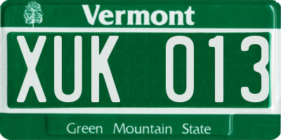 VT license plate XUK013