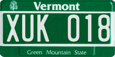 VT license plate XUK018