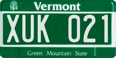 VT license plate XUK021
