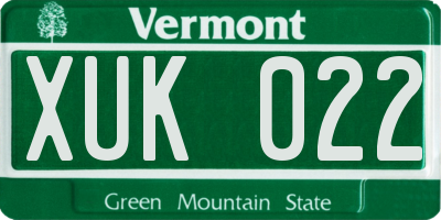 VT license plate XUK022