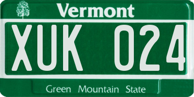 VT license plate XUK024