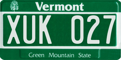 VT license plate XUK027