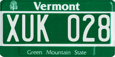 VT license plate XUK028