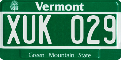 VT license plate XUK029