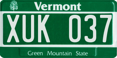 VT license plate XUK037
