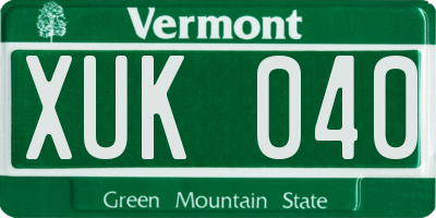 VT license plate XUK040