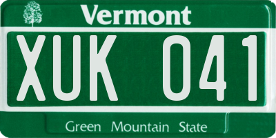 VT license plate XUK041