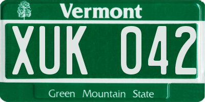 VT license plate XUK042