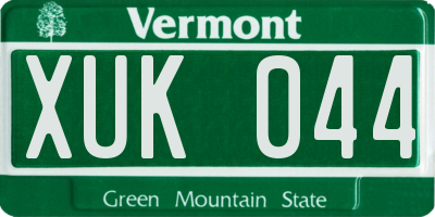 VT license plate XUK044