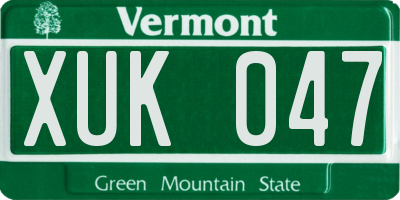 VT license plate XUK047