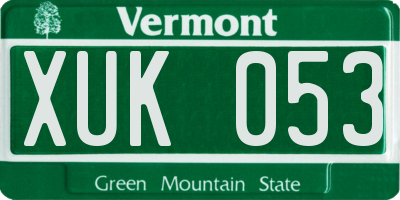 VT license plate XUK053