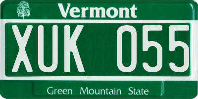 VT license plate XUK055