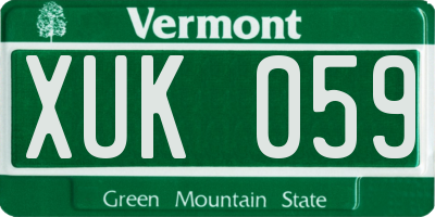 VT license plate XUK059