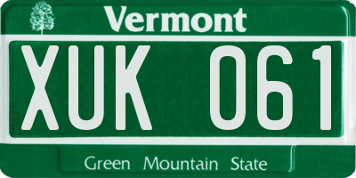 VT license plate XUK061