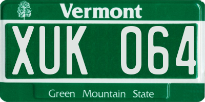 VT license plate XUK064
