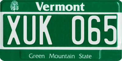 VT license plate XUK065