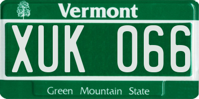 VT license plate XUK066