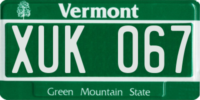 VT license plate XUK067