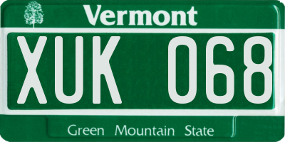 VT license plate XUK068