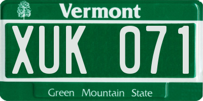 VT license plate XUK071