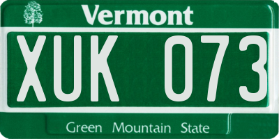 VT license plate XUK073