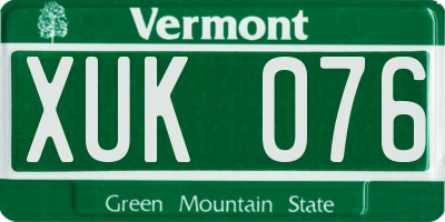 VT license plate XUK076