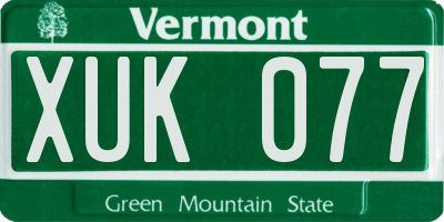 VT license plate XUK077