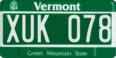 VT license plate XUK078