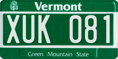 VT license plate XUK081