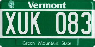 VT license plate XUK083