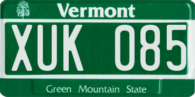 VT license plate XUK085